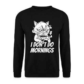 Coffee Cafe Cat I Don't Do Mornings - Unisex Sweatshirt - black - Front - Alina (178cm) & Michal (187cm)