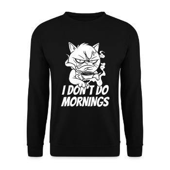 Coffee Cafe Cat I Don't Do Mornings - Unisex Sweatshirt - black - Front - Alina (178cm) & Michal (187cm)
