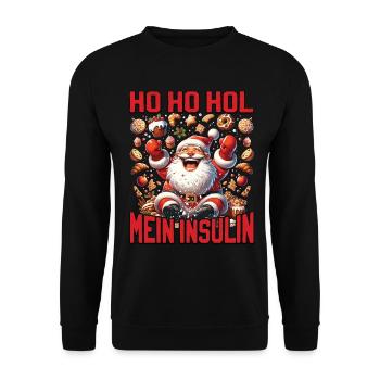 Ho Ho Hold My Blood Sugar Level - Diabetes Spruch - Unisex Pullover - Schwarz - Vorne - Alina (178cm) & Michal (187cm)