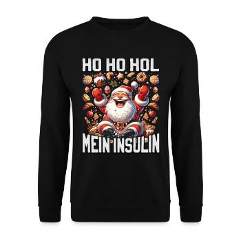 Ho Ho Hold My Blood Sugar Level - Diabetes Spruch - Unisex Pullover - Schwarz - Vorne - Alina (178cm) & Michal (187cm)