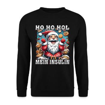 Ho Ho Hold My Blood Sugar Level - Diabetes Spruch - Unisex Pullover - Schwarz - Vorne - Alina (178cm) & Michal (187cm)