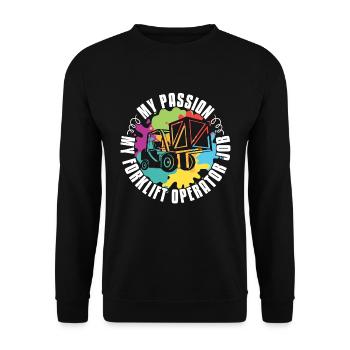 Cariste Ma passion Mon magasinier - Sweat-shirt Unisexe - noir - Devant - Alina (178cm) & Michal (187cm)