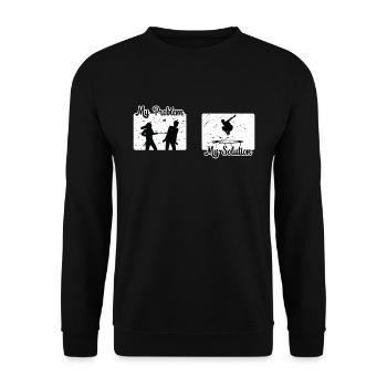 Trampoline Jumper My Problem My Pictogram Dad Mom - Unisex Sweatshirt - black - Front - Alina (178cm) & Michal (187cm)