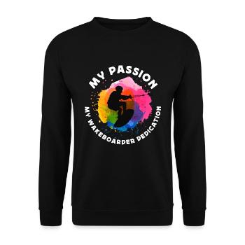 Wakeboarder Ma Passion Mon Wakeboarder Wakeboard - Sweat-shirt Unisexe - noir - Devant - Alina (178cm) & Michal (187cm)