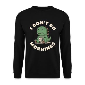 Trex T Rex Dino Drôle Je Ne Fais Pas De Matins - Sweat-shirt Unisexe - noir - Devant - Alina (178cm) & Michal (187cm)