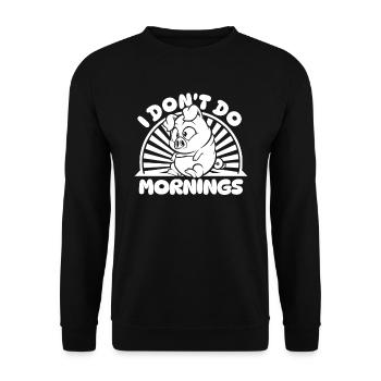 Cochon Éleveur De Cochon Drôle Je Ne Fais Pas De Matins - Sweat-shirt Unisexe - noir - Devant - Alina (178cm) & Michal (187cm)