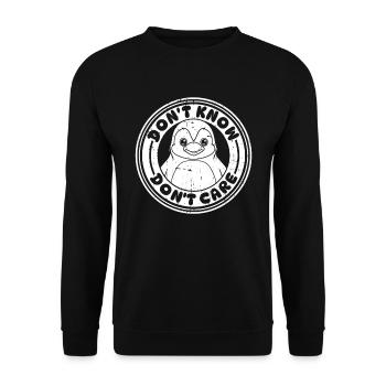 Penguin Funny Dont Know Dont Care - Unisex Sweatshirt - black - Front - Alina (178cm) & Michal (187cm)