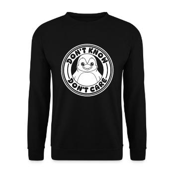 Penguin Funny Dont Know Dont Care - Unisex Sweatshirt - black - Front - Alina (178cm) & Michal (187cm)