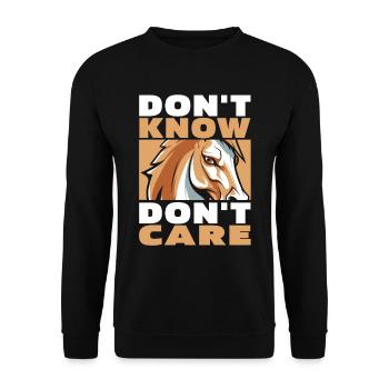 Cheval Équestre Drôle Ne Pas Savoir Ne Pas Se Soucier - Sweat-shirt Unisexe - noir - Devant - Alina (178cm) & Michal (187cm)