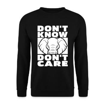 Elephant Funny Dont Know Don't Care - Unisex Sweatshirt - black - Front - Alina (178cm) & Michal (187cm)
