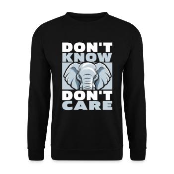 Elephant Funny Dont Know Don't Care - Unisex Sweatshirt - black - Front - Alina (178cm) & Michal (187cm)