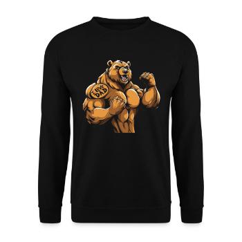Bear Brown Bear Biceps Tattoo I Love Dad - Unisex Sweatshirt - black - Front - Alina (178cm) & Michal (187cm)