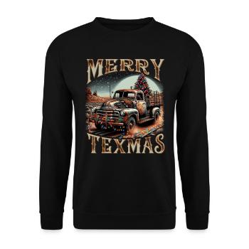Merry Texmas – Pick-up-truck - Unisex Pullover - Schwarz - Vorne - Alina (178cm) & Michal (187cm)