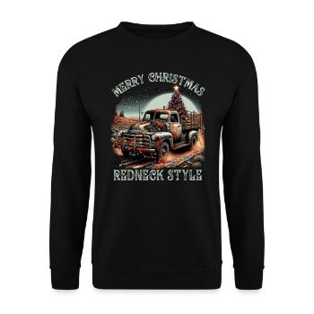 Merry Christmas Redneck Style - Pick up Truck - Unisex Sweatshirt - black - Front - Alina (178cm) & Michal (187cm)