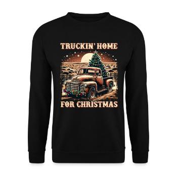 Truckin Home For Christmas – Pick-up-truck - Unisex Sweatshirt - black - Front - Alina (178cm) & Michal (187cm)