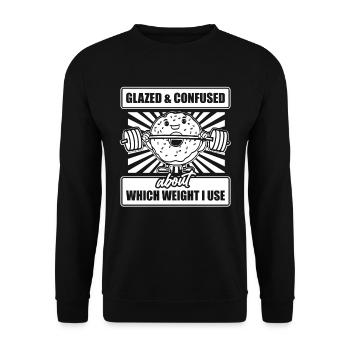Donut Fitness Lustig Donut Gym - Unisex Pullover - Schwarz - Vorne - Alina (178cm) & Michal (187cm)