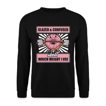 Donut Fitness Funny Donut Gym - Sweat-shirt Unisexe - noir - Devant - Alina (178cm) & Michal (187cm)