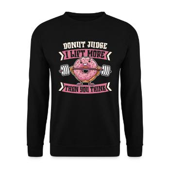Donut Fitness Lustig Donut Gym - Unisex Pullover - Schwarz - Vorne - Alina (178cm) & Michal (187cm)
