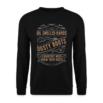 Mains Odorantes D’huile Poussiéreux Bottes Pays Hommes Racines - Sweat-shirt Unisexe - noir - Devant - Alina (178cm) & Michal (187cm)