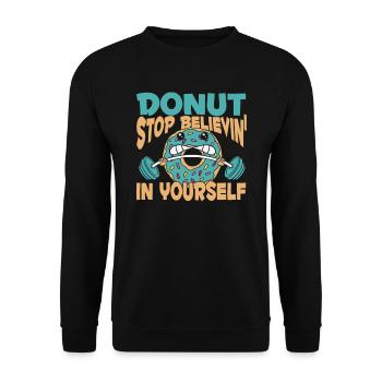 Donut Fitness Lustig Donut Gym - Unisex Pullover - Schwarz - Vorne - Alina (178cm) & Michal (187cm)