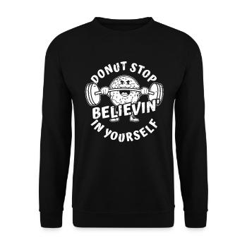 Donut Fitness Lustig Donut Gym - Unisex Pullover - Schwarz - Vorne - Alina (178cm) & Michal (187cm)