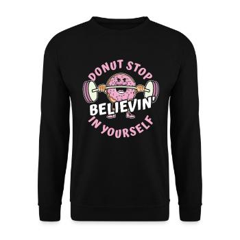Donut Fitness Funny Donut Gym - Sweat-shirt Unisexe - noir - Devant - Alina (178cm) & Michal (187cm)