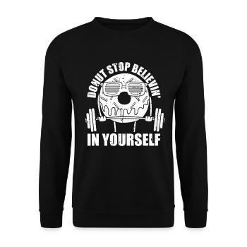Donut Fitness Funny Donut Gym - Sweat-shirt Unisexe - noir - Devant - Alina (178cm) & Michal (187cm)