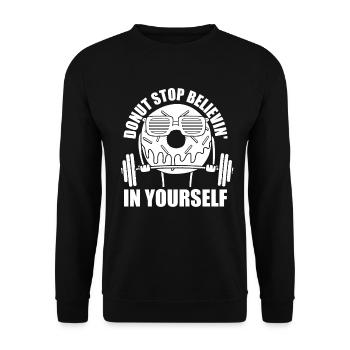 Donut Fitness Funny Donut Gym - Sweat-shirt Unisexe - noir - Devant - Alina (178cm) & Michal (187cm)