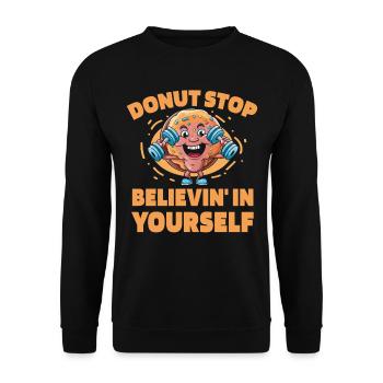 Donut Fitness Funny Donut Gym - Sweat-shirt Unisexe - noir - Devant - Alina (178cm) & Michal (187cm)