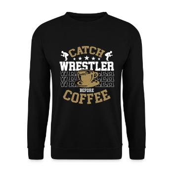 Catch Wrestler Before Coffee Boxing Coffee Lover - Unisex Sweatshirt - black - Front - Alina (178cm) & Michal (187cm)