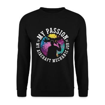Mécanicien d’avion Ma passion Mon mécanicien d’avion - Sweat-shirt Unisexe - noir - Devant - Alina (178cm) & Michal (187cm)