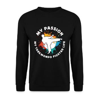 Taekwondo Ma passion Mes arts martiaux mixtes - Sweat-shirt Unisexe - noir - Devant - Alina (178cm) & Michal (187cm)