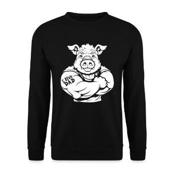 Pig Pig Farmer Biceps Tattoo I Love Dad - Unisex Sweatshirt - black - Front - Alina (178cm) & Michal (187cm)