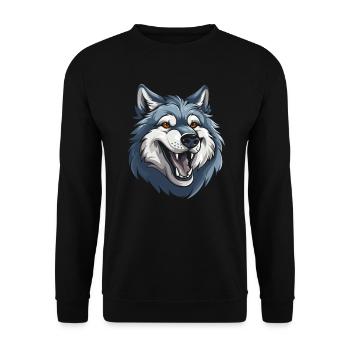 Loup souriant - Sweat-shirt Unisexe - noir - Devant - Alina (178cm) & Michal (187cm)