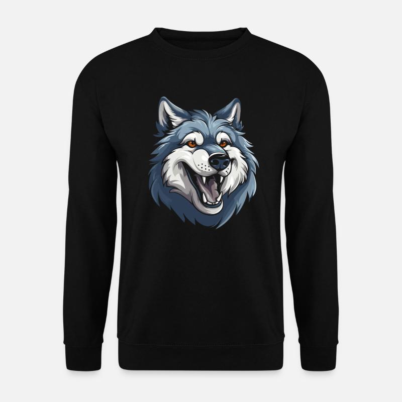 Wolf Smiling - Unisex Sweatshirt - black