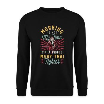 Muay Thai Fighter Morning Is Not My Time Boxing - Unisex Pullover - Schwarz - Vorne - Alina (178cm) & Michal (187cm)