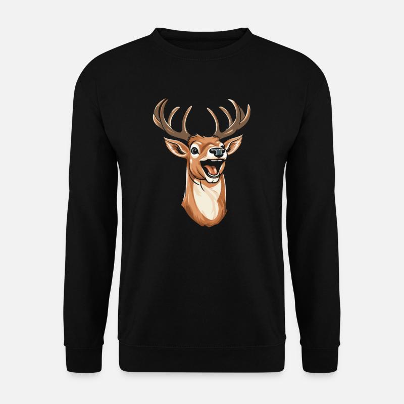 Hirsch Lächelnd - Unisex Pullover - Schwarz