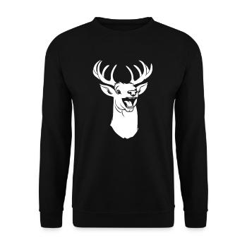 Cerf souriant - Sweat-shirt Unisexe - noir - Devant - Alina (178cm) & Michal (187cm)