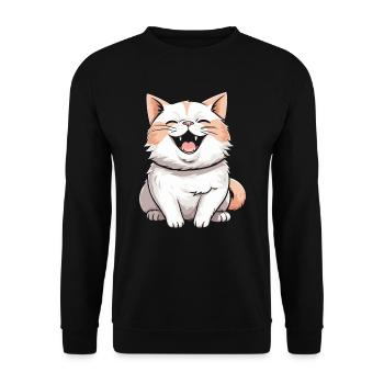 Chat souriant - Sweat-shirt Unisexe - noir - Devant - Alina (178cm) & Michal (187cm)