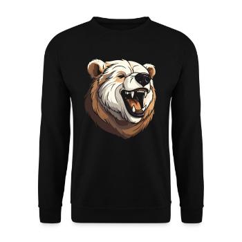 Bear Brown Bear Smiling - Unisex Sweatshirt - black - Front - Alina (178cm) & Michal (187cm)