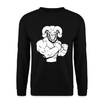 Fitness Schaf - Unisex Pullover - Schwarz - Vorne - Alina (178cm) & Michal (187cm)