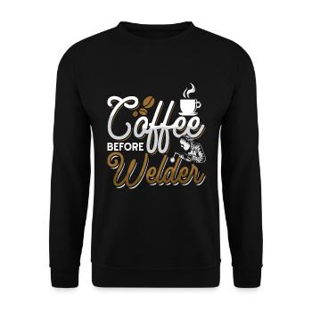 Soudeur Café Avant Soudeur Métallurgie Amateur de café - Sweat-shirt Unisexe - noir - Devant - Alina (178cm) & Michal (187cm)