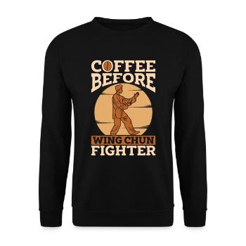 Wing Chun Fighter Coffee Combat Sport Coffee Lover - Unisex Sweatshirt - black - Front - Alina (178cm) & Michal (187cm)