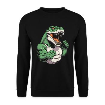 Fitness T Rex - Unisex Pullover - Schwarz - Vorne - Alina (178cm) & Michal (187cm)