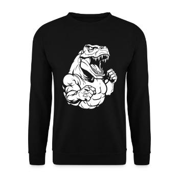 Fitness T Rex - Unisex Pullover - Schwarz - Vorne - Alina (178cm) & Michal (187cm)