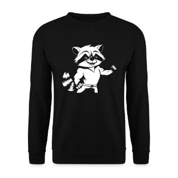 Fitness Raccoon - Unisex Sweatshirt - black - Front - Alina (178cm) & Michal (187cm)
