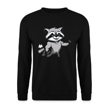 Fitness Raccoon - Unisex Sweatshirt - black - Front - Alina (178cm) & Michal (187cm)