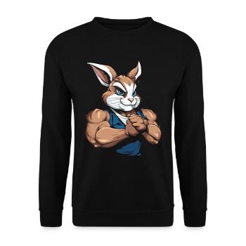 Fitness Rabbit - Unisex Sweatshirt - black - Front - Alina (178cm) & Michal (187cm)