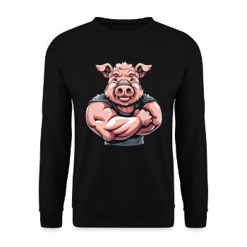 Fitness Pig - Unisex Sweatshirt - black - Front - Alina (178cm) & Michal (187cm)