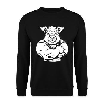 Fitness Pig - Unisex Sweatshirt - black - Front - Alina (178cm) & Michal (187cm)